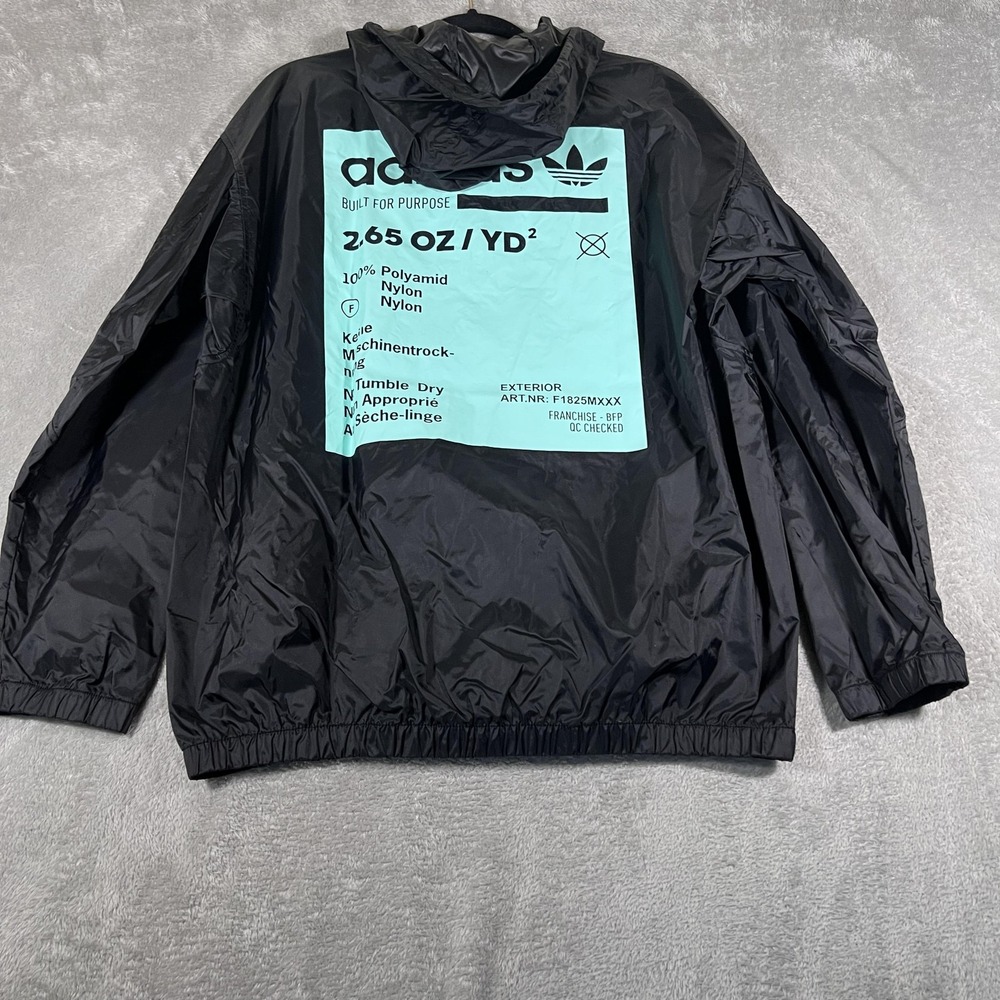 Adidas Jacket Mens Small Black Built For Purpose Hooded Nylon Pullover Windbreak